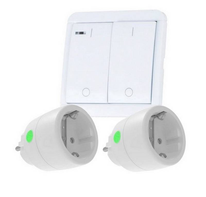 DIW-Funk Licht-Funksteuerung DIW Funk Stromspar-Set – 2 Steckdosen + Wandschalter mit Timer, für Innenbereich, Spar-Set, 3-tlg., Sparset, Timerfunktion, Doppel-Set mit 2 Funksteckern von DIW-Funk