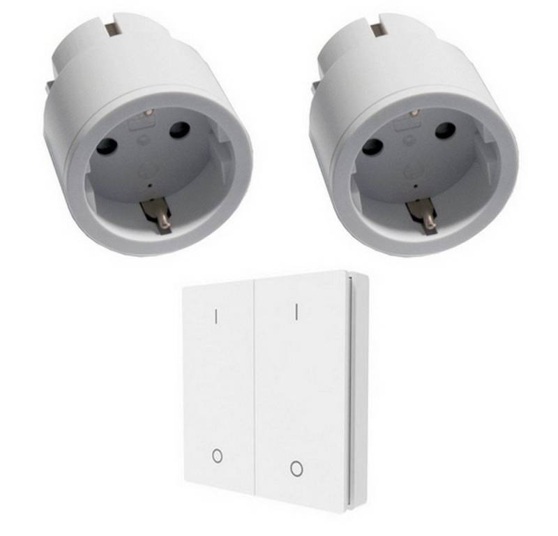 DIW-Funk Licht-Funksteuerung PD-610 SUPER SPARSET: 2x Funkstecker Intertechno + Doppelwandsender, für Lichtsteuerung, Gerätesteuerung, TV-Gerät, 1 Schaltkontakte, Spar-Set, 1-tlg., 2 x Intertechno Funk-Stecker, 1 x Funk-Doppelwandsender, Funksteuerung von DIW-Funk