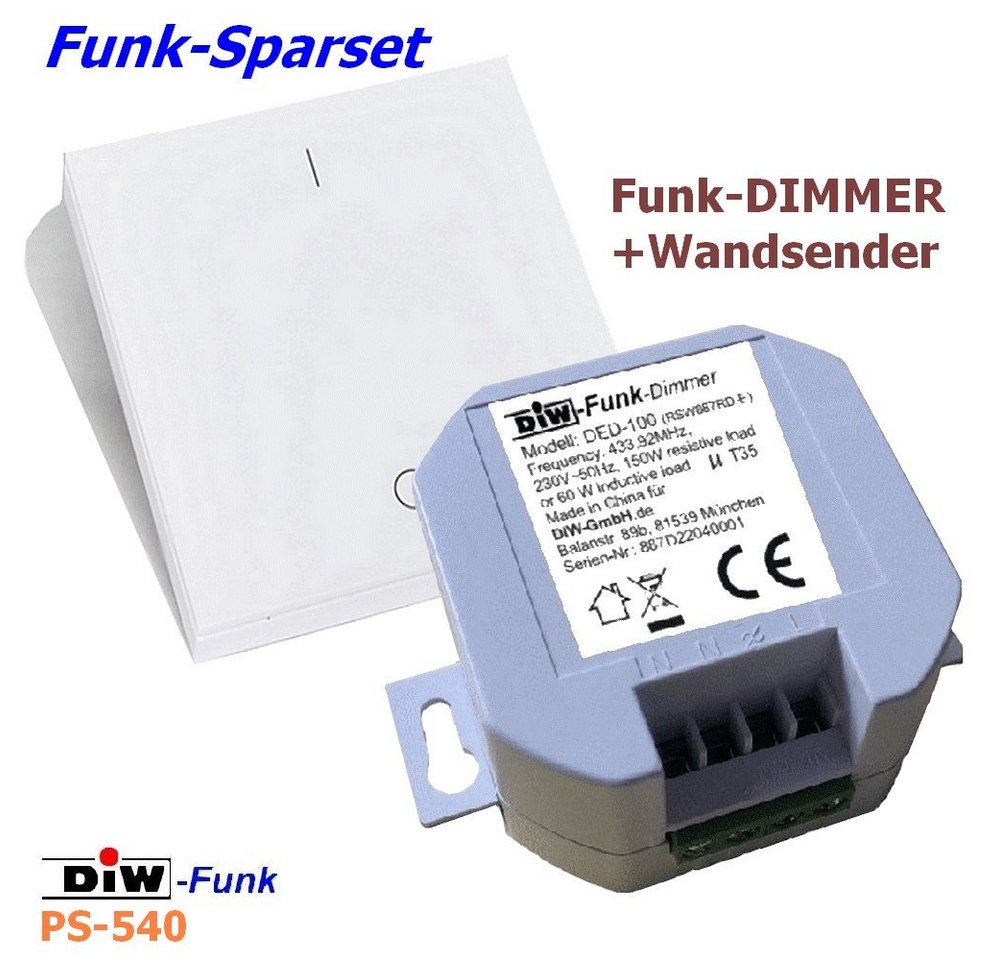DIW-Funk Licht-Funksteuerung PS-540 DIW-Funk DIMMER-Set 230V-Funkdimmer DED-100, 1 Schaltkontakte, 2-tlg. von DIW-Funk