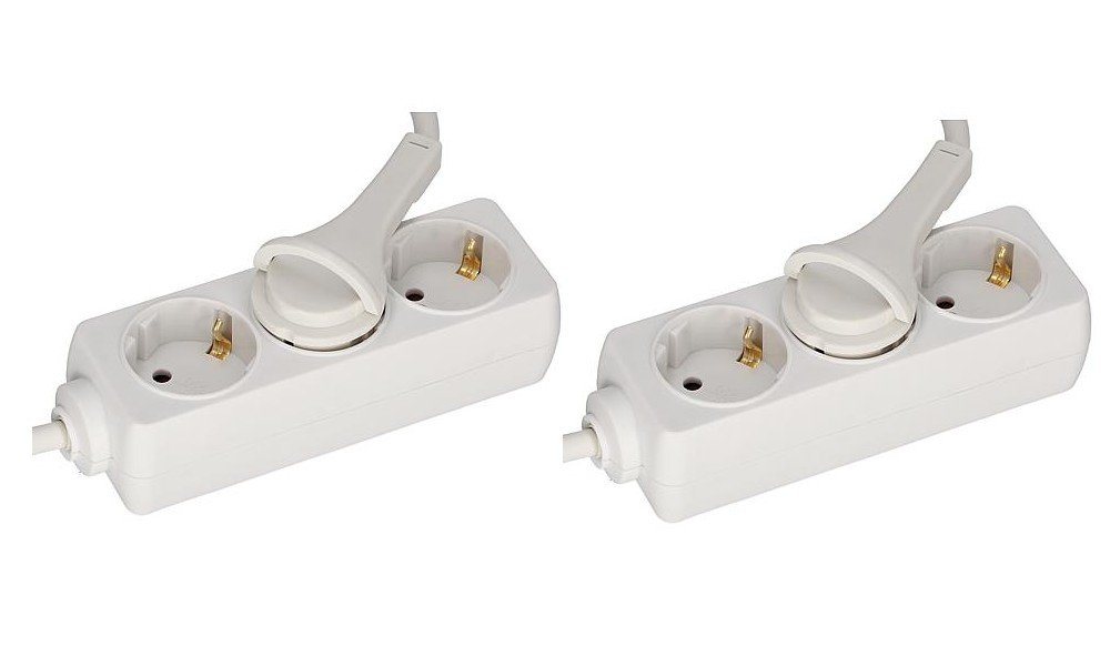 DIW 2x 3-fach Steckdosenleiste extra flacher Stecker Spar-Pack WSP2 Steckdosenleiste 3-fach (Doppelpack), Verlängerungskabel, Doppelpack von DIW