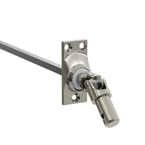 DIWARO.® | Rolladen Gelenklager G008, 45 Grad Umlenkung, Grundplatte 22 x 52 mm mit 3 Befestigungslöcher, Kurbelzapfen Anschluss 11,9 mm, Antrieb zum Rolladengetriebe 6 mm Vierkant von DIWARO.
