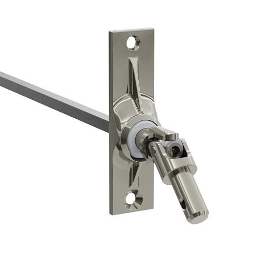 DIWARO.® | Rolladen Gelenklager G023, 45 Grad Umlenkung, Grundplatte 22 x 85 mm mit 2 Befestigungslöcher, Kurbelzapfen Anschluss 9,9 mm, Antrieb zum Rolladengetriebe 6 mm Vierkant von DIWARO.