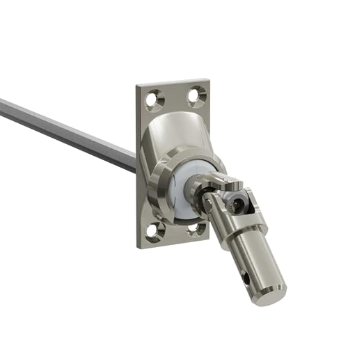 DIWARO.® | Rolladen Gelenklager G046, 45 Grad Umlenkung, Grundplatte 27 x 56 mm mit 4 Befestigungslöcher, Kurbelzapfen Anschluss 11,9 mm, Antrieb zum Rolladengetriebe 6 mm Sechskant von DIWARO.