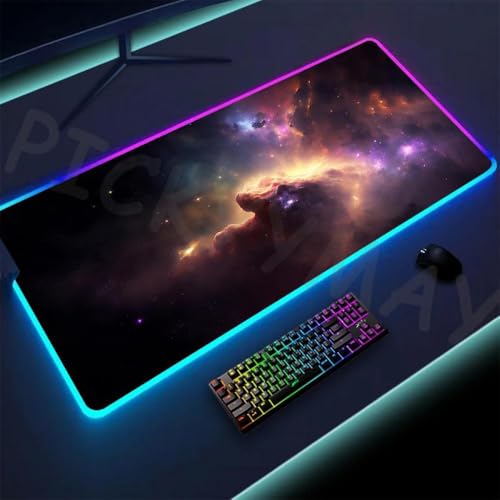 DIWUCXCA RGB Mousepad Universe Design beleuchtet große XXL Mausmatten Backbeleuchtung Schreibtischmatte Alle -Mäuse(Ko947643 (5)) von DIWUCXCA