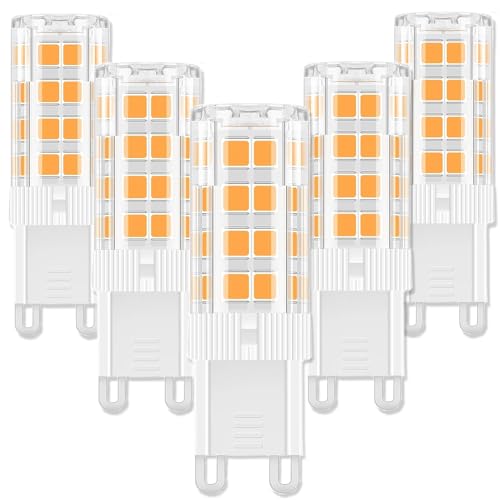 DIWUJI G9 LED Lampen, 5W 450LM (Entspricht 40W Halogen), 2700K Warmweiß, 85~265V Breite Spannung, Helligkeit nicht Regelbar Energie Sparen G9 LED-Birnen für Kronleuchter, Kristalllampe (5er-Pack) von DIWUJI