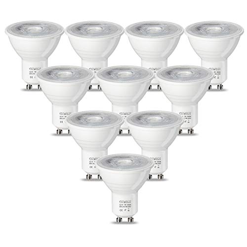 DIWUJI GU10 7W LED-Lampen, 55W Halogenlampen Äquivalent, 3000K Warmweiß, 550 Lumen Nicht-dimmbar, AC 180-240V, 36° Strahlwinkel Scheinwerferlampe (10er Pack) von DIWUJI