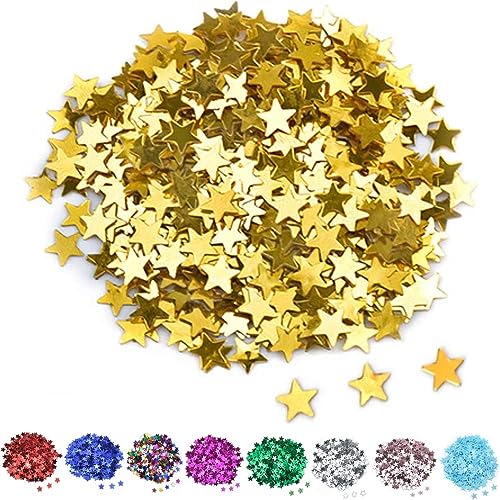 DIWULI edles Stern-Konfetti Gold, Sternen-Konfetti, Acryl Sterne Streudeko, Tisch-Konfetti, Tisch-Deko Glitzer, Glitter, Geburtstag, Hochzeit, Motto-Party, Dekoration, Geschenk-Deko, DIY, basteln von DIWULI