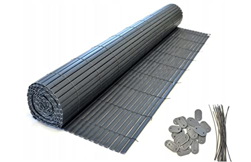 DIXIE STORE Abdeckmatte Doppelseitige PVC-Sichtschutzmatte Balkonverkleidung Praktisch Guter Sichtschutz Kostenloser Montageeinsatz 1 Stück Anthrazit 1 x 3 m von DIXIE STORE