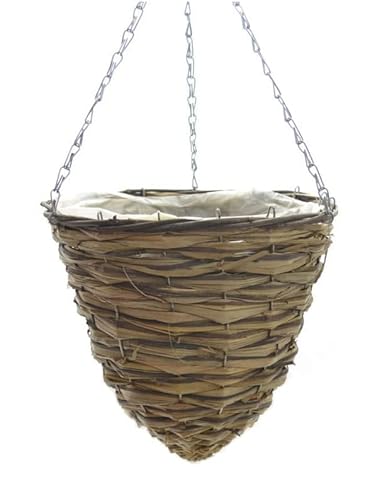 DIXIE STORE Blumentopf Hängend - Hängepflanzen Topf Hängender Blumentopf Hoch - Ratan Blumenampel Halterung 30 x 30 x 33 cm - Hängetopf für Pflanzen - Blumentöpfe zum Aufhängen von DIXIE STORE