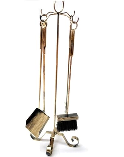 DIXIE STORE Schornsteinfeger Schaufel Besen Besen Greifer + Stand Solid Metal Design Elegant Vintage Ergonomische Form 21,5x25x74 cm 1,8 kg Gold von DIXIE STORE