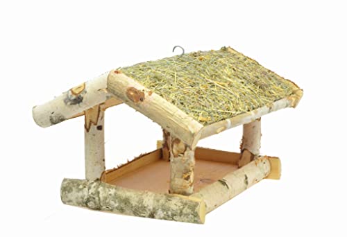 DIXIE STORE Vogelfutterhaus - Vogelhäuschen aus Holz Futterstation Praktisch und Robust Ganzjahresfütterung zum Aufhängen aus Birkenholz für Garten oder Balkon von DIXIE STORE