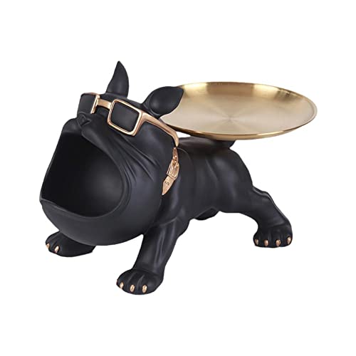 Big Mouth Französische Bulldogge Butler Aufbewahrungsbox mit Tablett Nordic Sculputre Ornament Figur Dekoration Handwerk Dekor Tier (Color : Nero) von DIXII