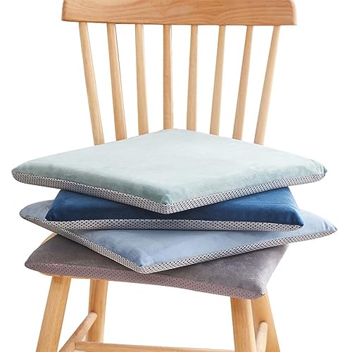 DIXII Sitzkissen aus Memory-Schaum, 40 x 40 x 4 cm, für Esszimmerstühle, weiches Sofakissen, Sesselerhöhungskissen, Autositzkissen, Pad mit Bändern für Büro, waschbarer Bezug von DIXII