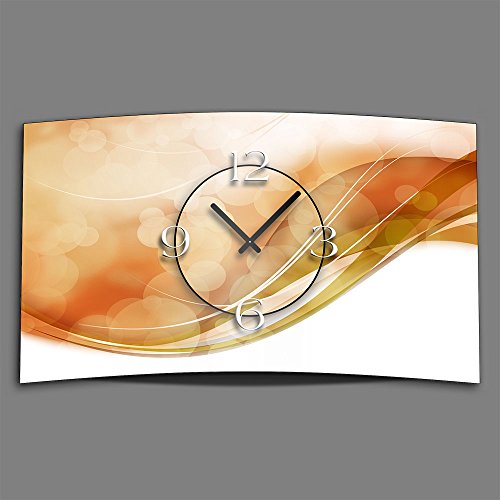 dixtime Abstrakt apricot Designer Wanduhr modernes Wanduhren Design leise kein Ticken 3D-0012 von dixtime