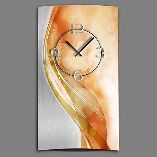 dixtime Abstrakt apricot hochkant Designer Wanduhr modernes Wanduhren Design leise kein Ticken 3D-0014 von dixtime