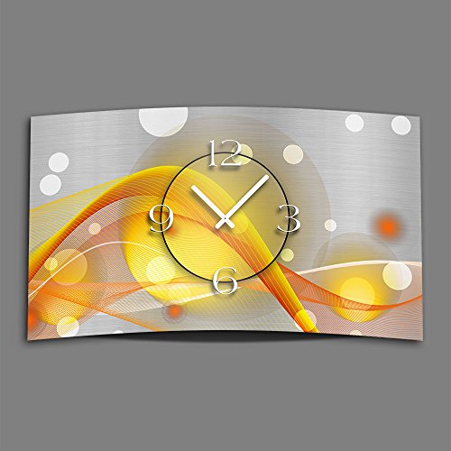 dixtime Abstrakt gelb orange Designer Wanduhr modernes Wanduhren Design leise kein Ticken 3DS-0048 von dixtime