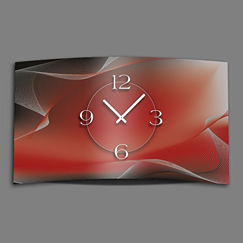 dixtime Abstrakt rot grau Designer Wanduhr modernes Wanduhren Design leise kein Ticken 3DS-0145 von dixtime