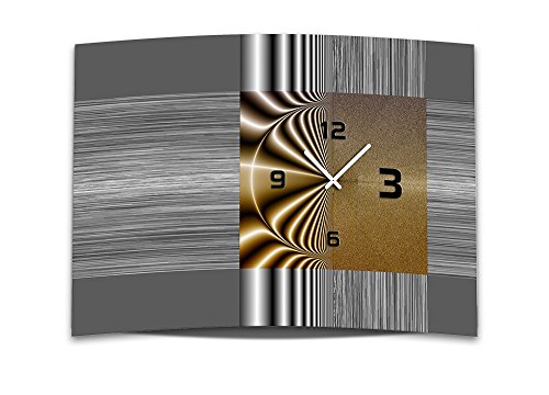 dixtime Wanduhr XXL 3D Optik modern grau braun 50x70 cm leises Uhrwerk GR-016 von dixtime
