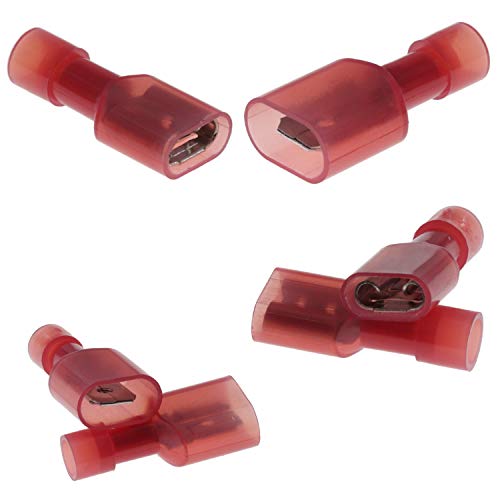 100-tlg Flachstecker & Hülsen Rot 6.3mm mit Nylon Isolierung Kabel Stecker Kabelschuh von DIY-24H