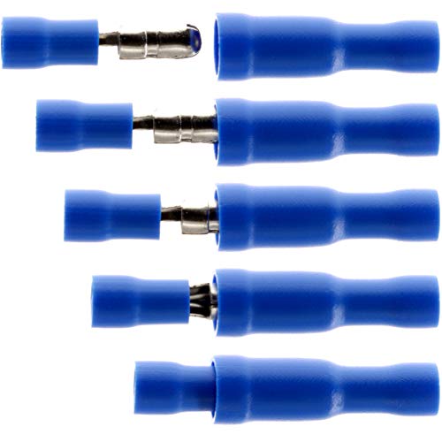 100-tlg Rundstecker & Hülse Blau Kabel Steckverbinder Stoßverbinder Kabelschuhe Stecker von DIY-24H