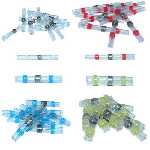25x Lötverbinder, 4 Verschiedene Größen/Farben Set Schrumpfverbinder Stoßverbinder Quetschverbinder Kabelverbinder (5 weiß 15 rot 5 blau) von DIY-24H