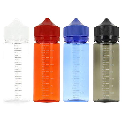 DIY-24H Leerflaschen 120ml mit Skala Messskala für Liquidflasche leer Flasche PET Bottle Droper (Schwarz, 5 Stück) von DIY-24H