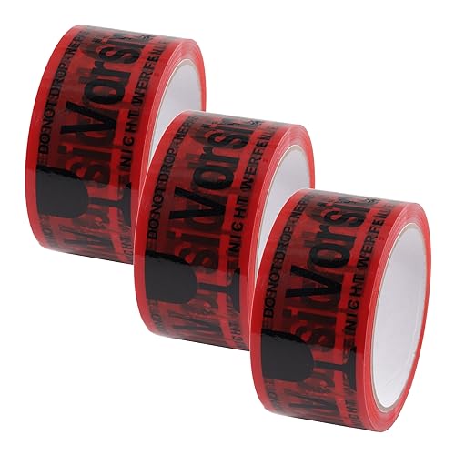 DIY-24H | VORSICHT GLAS Klebeband rot 48mm breit, 66 Meter, Stärke: 40my Packband Paketband Paketklebeband für Zerbrechliches Paket, Profi-Qualität (3 Rollen) von DIY-24H