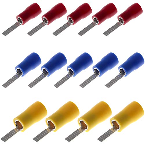 Flachstift Kabelschuhe Kabel Steckverbinder 10mm Stift 0.5-6.0 mm² Flat Pins (10mm Stift | Blau | 1.5-2.5mm², 50 Stück) von DIY-24H