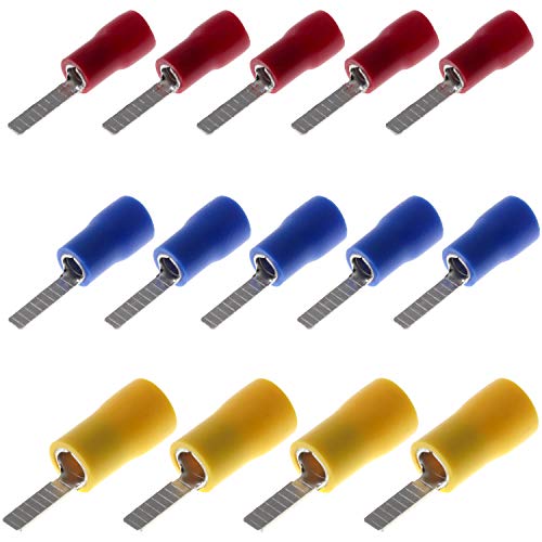Flachstift Kabelschuhe Kabel Steckverbinder 10mm Stift 0.5-6.0 mm² Flat Pins (10mm Stift | Rot | 0.5-1.5mm², 10 Stück) von DIY-24H