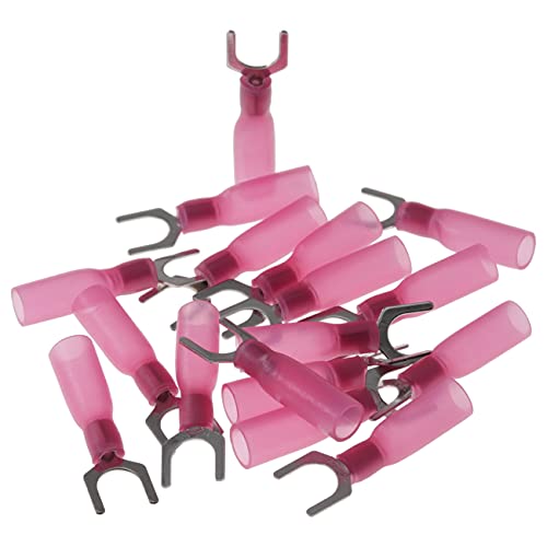 Gabelschuhe Schrumpfschlauch, Rot/Loch-Ø M8 / 0.5-1.5 mm² Kabel-Verbinder aus Kupfer verzinnt (100 Stück) von DIY-24H