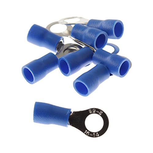 Ringkabelschuhe Nylonschlauch, Blau/Loch-Ø M10 / 1.5-2.5 mm² Kabel-Verbinder aus Kupfer verzinnt (50 Stück) von DIY-24H