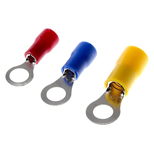 Ringkabelschuhe Nylonschlauch, Gelb/Loch-Ø M4 / 4.0-6.0 mm² Kabel-Verbinder aus Kupfer verzinnt (100 Stück) von DIY-24H
