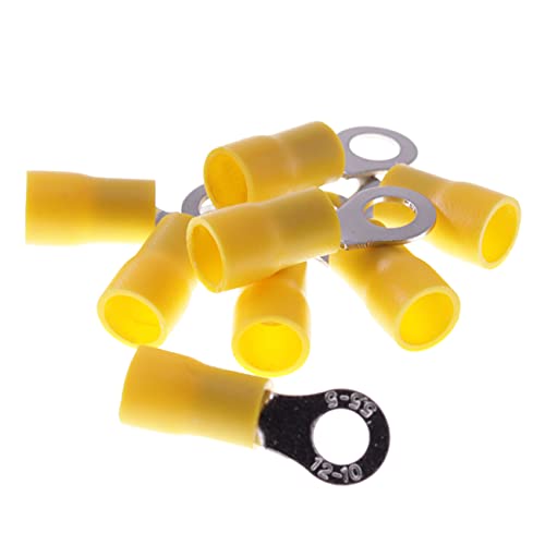 Ringkabelschuhe Nylonschlauch, Gelb/Loch-Ø M8 / 4.0-6.0 mm² Kabel-Verbinder aus Kupfer verzinnt (25 Stück) von DIY-24H
