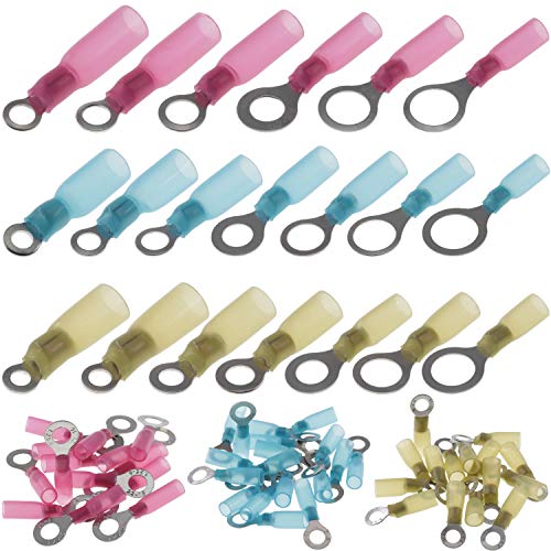 Ringkabelschuhe Schrumpfschlauch, Blau/Loch-Ø M4 / 1.5-2.5 mm² Kabel-Verbinder aus Kupfer verzinnt (100 Stück) von DIY-24H