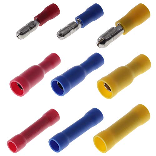 Rundstecker Steckverbinder Stoßverbinder Kabelschuhe für Kabel 0.5 bis 6.0 mm² (Rundstecker | Blau | 1.5-2.5 mm², 10) von DIY-24H