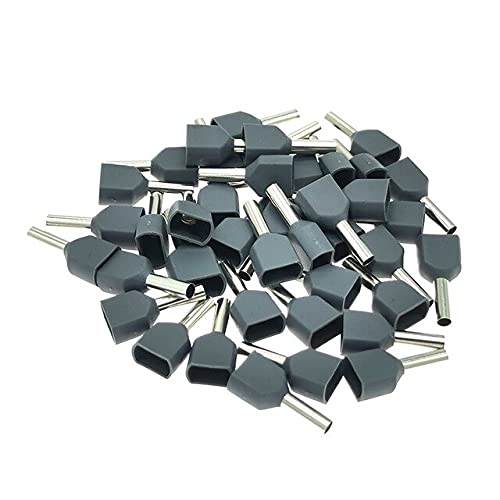 Twin Aderendhülsen Grau 2x 2.5 mm² F=10 isoliert Crimp Verbinder Kabelstecker (10 Stück) von DIY-24H