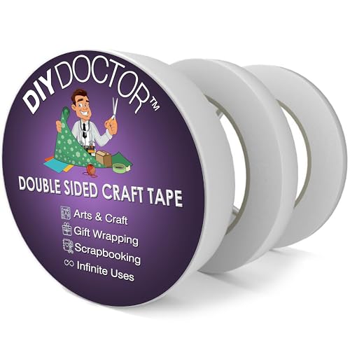 DIY Doctor Doppelseitiges Klebeband - Doppelseitiges Klebeband - Bastelband - 3 durchsichtige Rollen 28m lang (6,3mm, 12,6mm & 24,5mm Breite) von DIY Doctor
