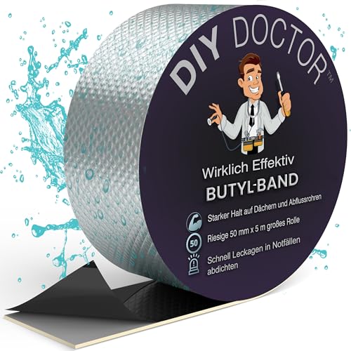 DIY Doctor Butylband – 50mm x 5m – Aluminium Wasserdichtes Reparaturband für Dachlecks – Robustes Outdoor-Dichtungsband von DIY Doctor
