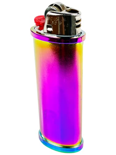 Blanko Metall-Feuerzeughülle, personalisierbar, wiederverwendbar, für normale BIC J6-Feuerzeuge, Einzelhülle (Regenbogen/Perlglanz) von DIY Luxury