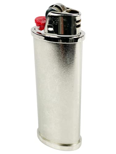 Blanko Metall-Feuerzeughülle, personalisierbar, wiederverwendbar, für normale BIC J6-Feuerzeuge, Einzelhülle (Silber) von DIY Luxury