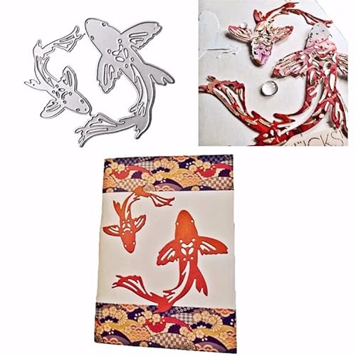 2 Stück Fisch-Metall-Stanzformen, Fisch-Stanzformen, DIY Scrapbooking Artist Stanzformen, Schablonenformen für DIY Kartenherstellung, Prägung, Foto dekorativ von DIY Scrapbooking Artist