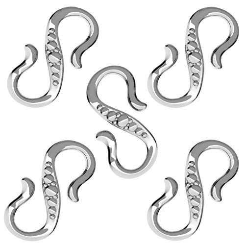 5 Stück S-Haken Schmuckverbinder 15.6mm für Armbänder und Ketten 925 Sterling Silber nickelfrei Verbinder in Juweliers- Qualität von DIY925