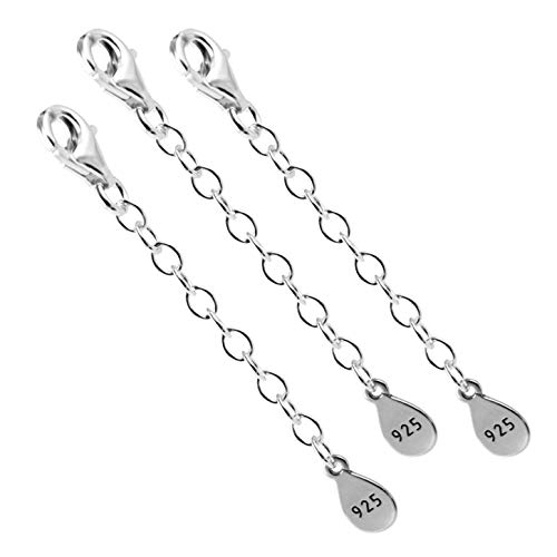 DIY925 3 Stück Verlängerungsketten 5cm 925 Sterling Silber nickelfrei für Armbänder und Ketten in Juweliers- Qualität von DIY925