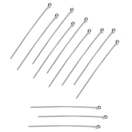 My-Bead 10 Stück Kettelstifte Nietstifte 925 Sterling Silber 50mm x 0,5mm Kopf Ø 1,8mm für Ohrhänger Juweliers- Qualität DIY von DIY925