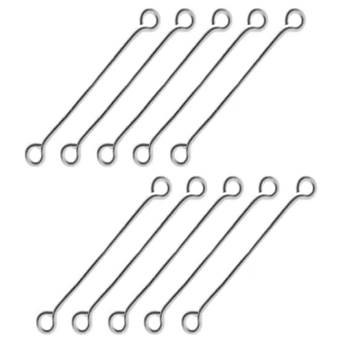 My-Bead 10 Stück Ösenstifte 50mm 925 Sterling Silber mit zwei Ösen Kettelstifte Eye Pins Juweliers- Qualität DIY von My-Bead