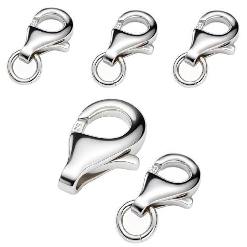 Kettenverschlüsse 925 Sterling Silber 11mm (14mm) Schmuckverschlüsse für Ketten Armbänder Colliers Ersatz & Reparatur Karabinerverschlüsse DIY (5 Stück) von DIY925