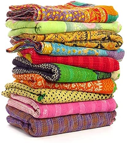DIYANA IMPEX Wholesale Mix Lot Tribal Kantha Quilts Reversible Vintage Baumwolle Tagesdecke Sari Überwurf Alte Sortierte Patches Bettüberwurf Rallye (5) von DIYANA IMPEX