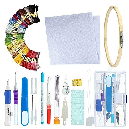 DIYARTS Stickerei Set Stickpackung Professionelle Kreuzstichpackung mit 50 Farben DIY Nähpackungen Handgestricktes Starter Set Kreuzstich Werkzeug Kit für Anfänger von DIYARTS