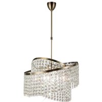 Inspired Diyas - Cortina - Teleskop Deckenpendel 8 Licht mit verstellbaren Ringen Antik Messing, Kristall von DIYAS