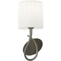 Inspired Mantra - Lua - Wandleuchte geschaltet 1 Licht E27, Satin Nickel mit weißem Schirm von DIYAS